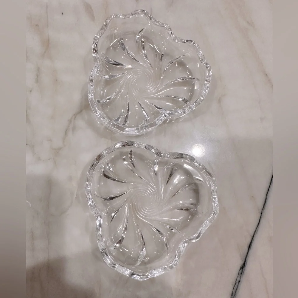 Vintage Lead Crystal Trinket Dish 2 Pieces vintage 1980’s table decor ring dish